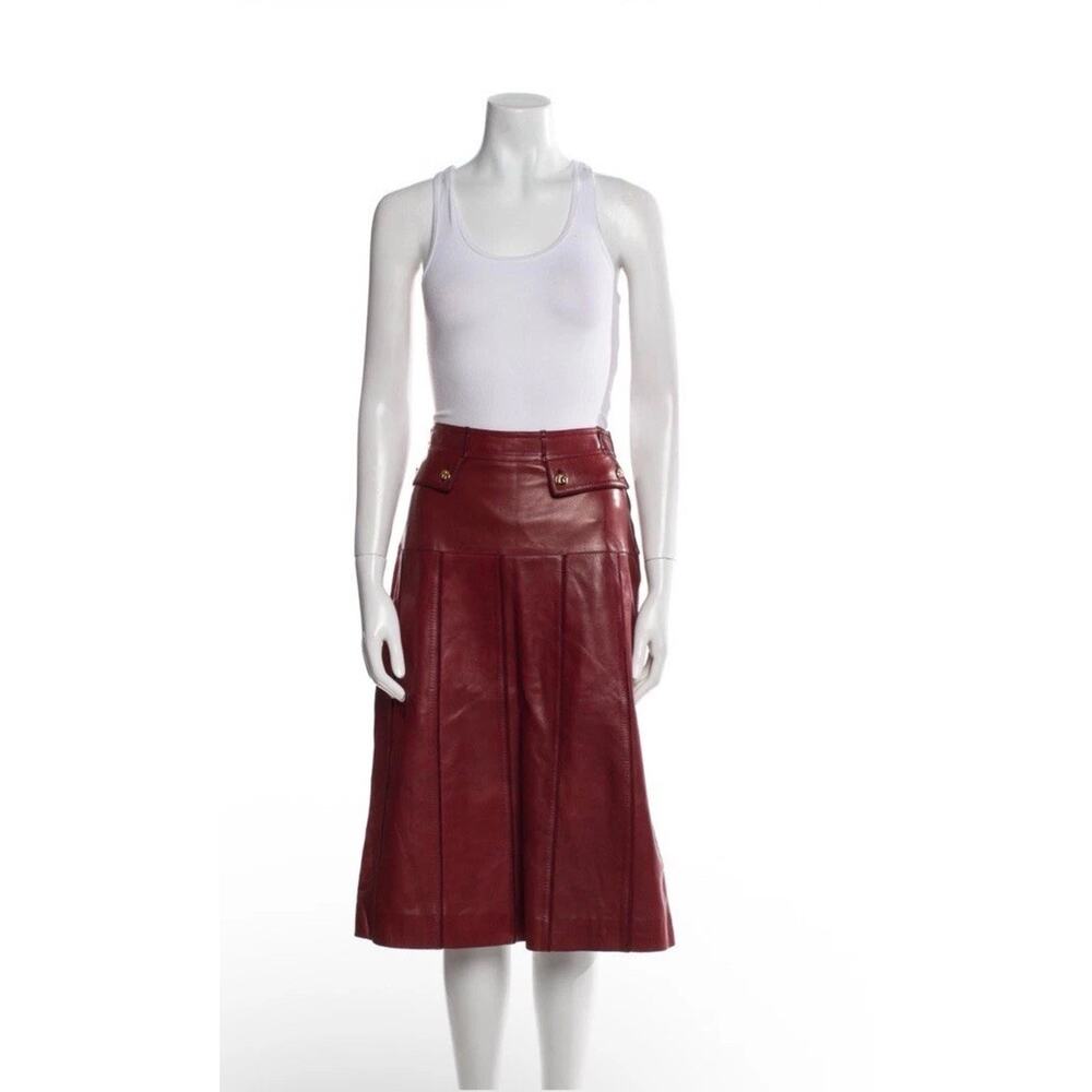 Vintage 1990’s Gucci Leather Blazer And Skirt - Picture 2 of 6